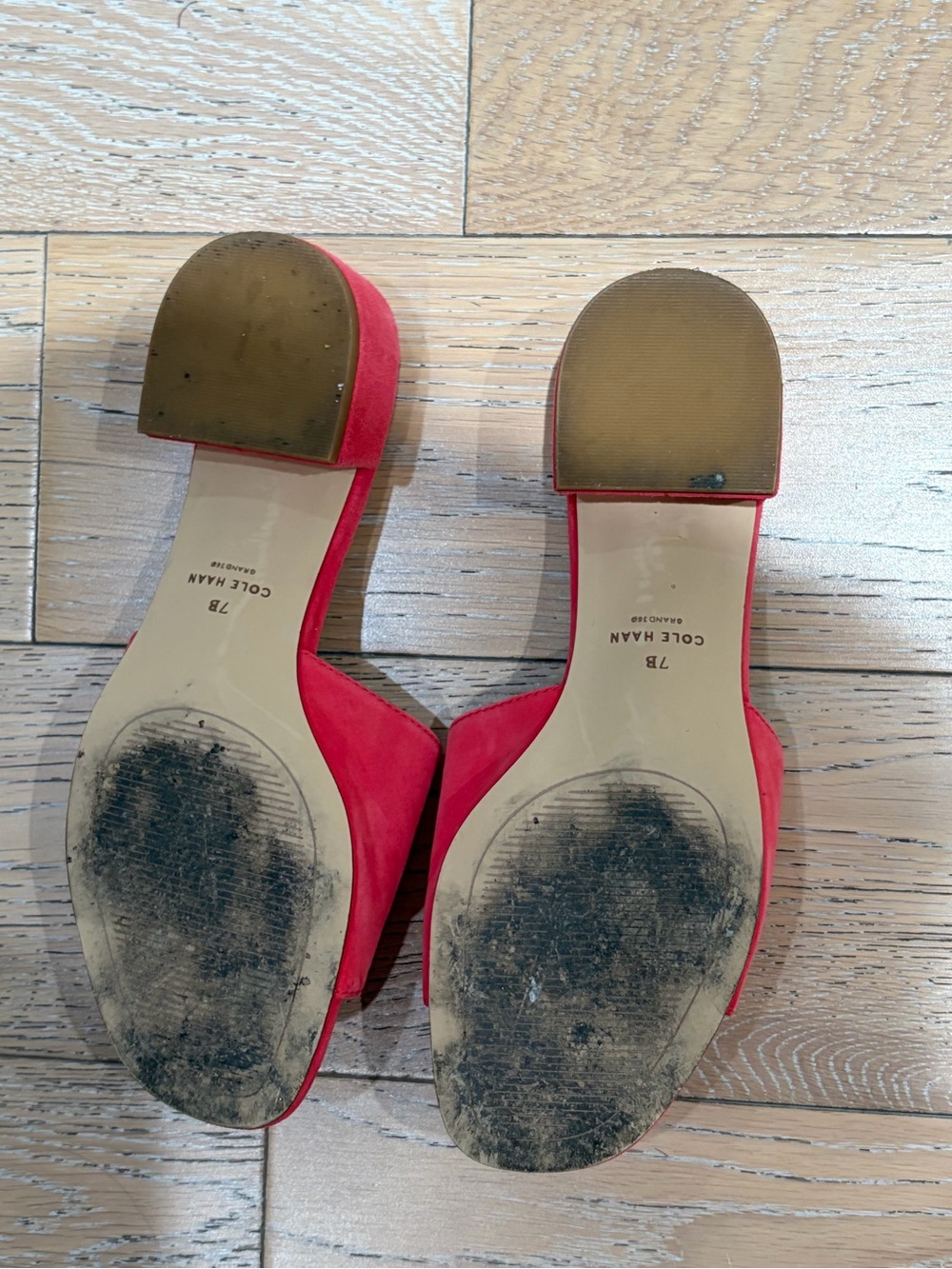 Cole Haan Red Suede Open-Toe Slide Heels - Picture 3 of 3